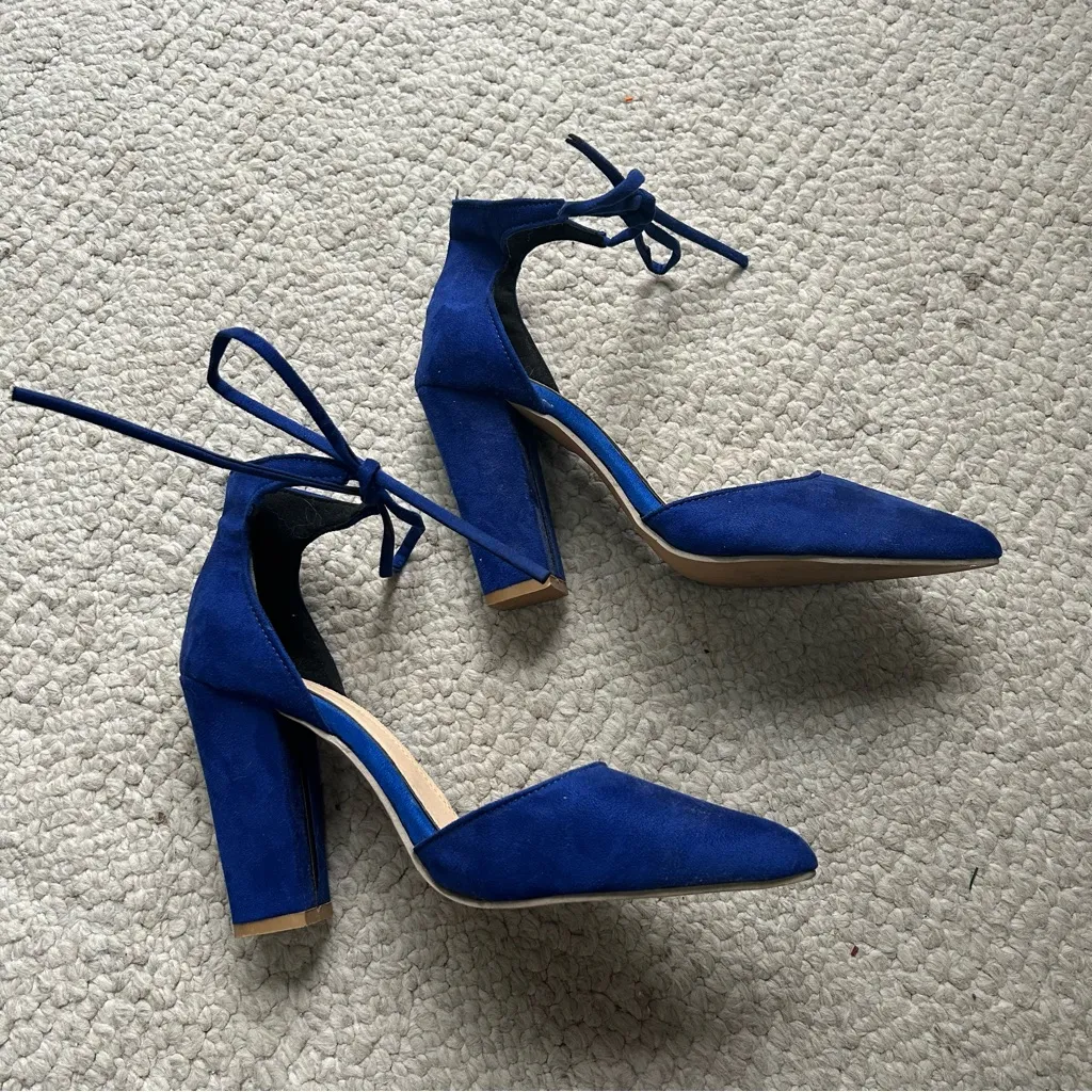 Blue High Heel Shoes By with Strappy Ties Women Size 7.5 Pumps - Image 3