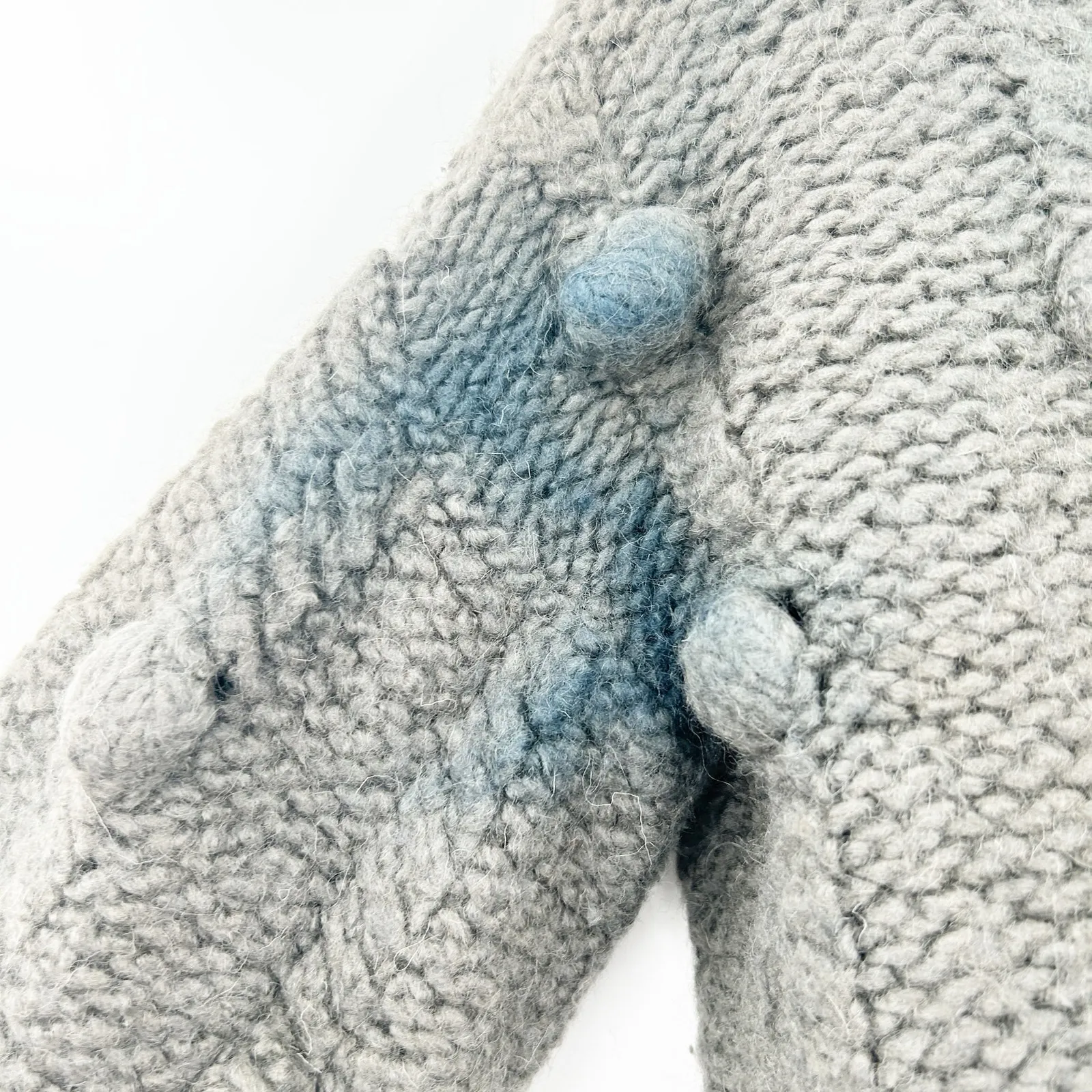 Mirstores Women Cozy Chunky Hand Knit Pom Pom Knot 100% Wool Sweater‎ XS Gray - Image 3