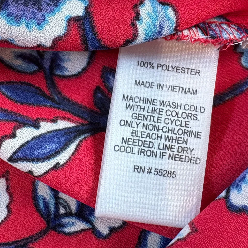 Express Portofino Shirt Slim Fit – Red Floral Button-Down (XS) - Image 3