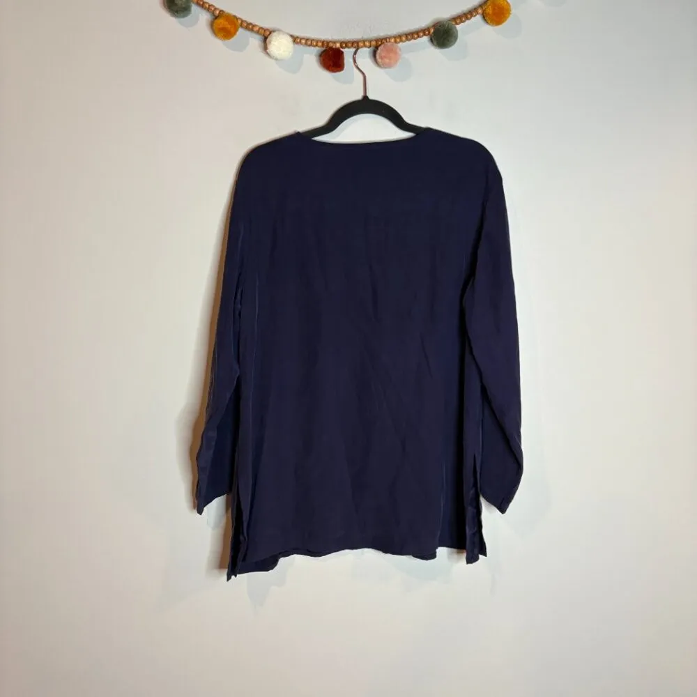Eileen Fisher navy blue button cardigan top - Image 4