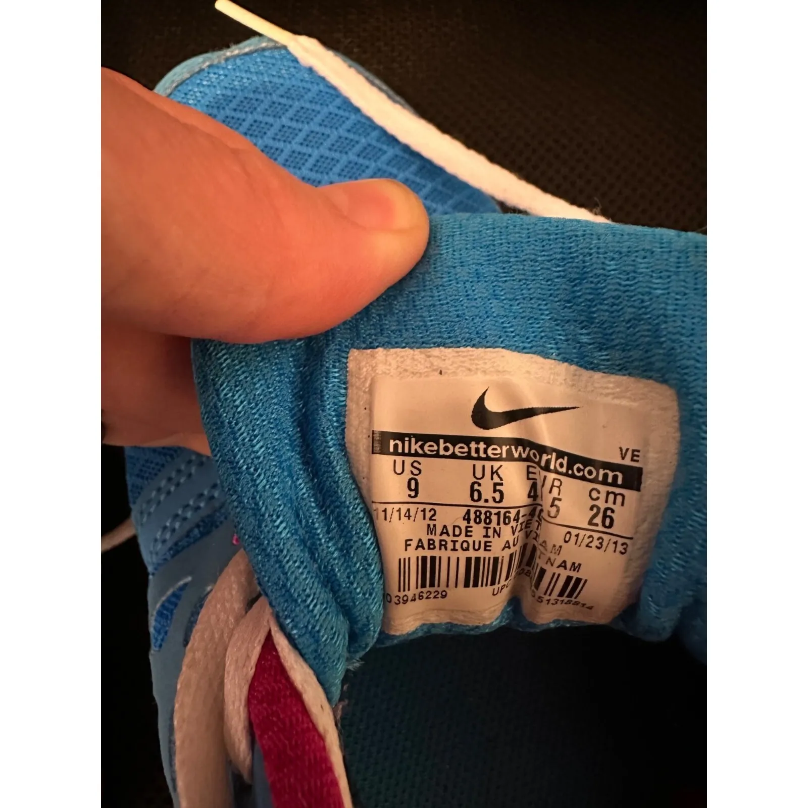 Nike Lunarlon Running‎ Shoes Blue Silver Hot Pink White 488164-400 Womens Sz 9 - Image 9