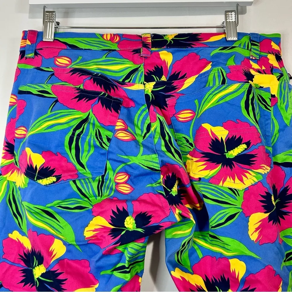 Polo Jeans Co. Ralph Lauren Women’s Tropical Floral Capri Pants Blue Size 8 EUC - Image 9