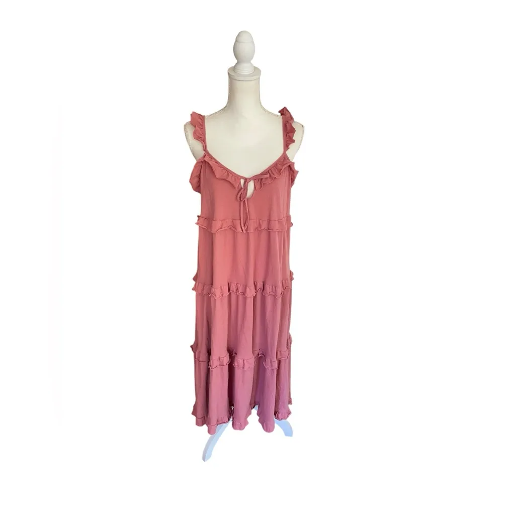 J. Crew Pink Tiered Knit Keyhole Midi Maxi Dress Rose Pink Size S - Image 2