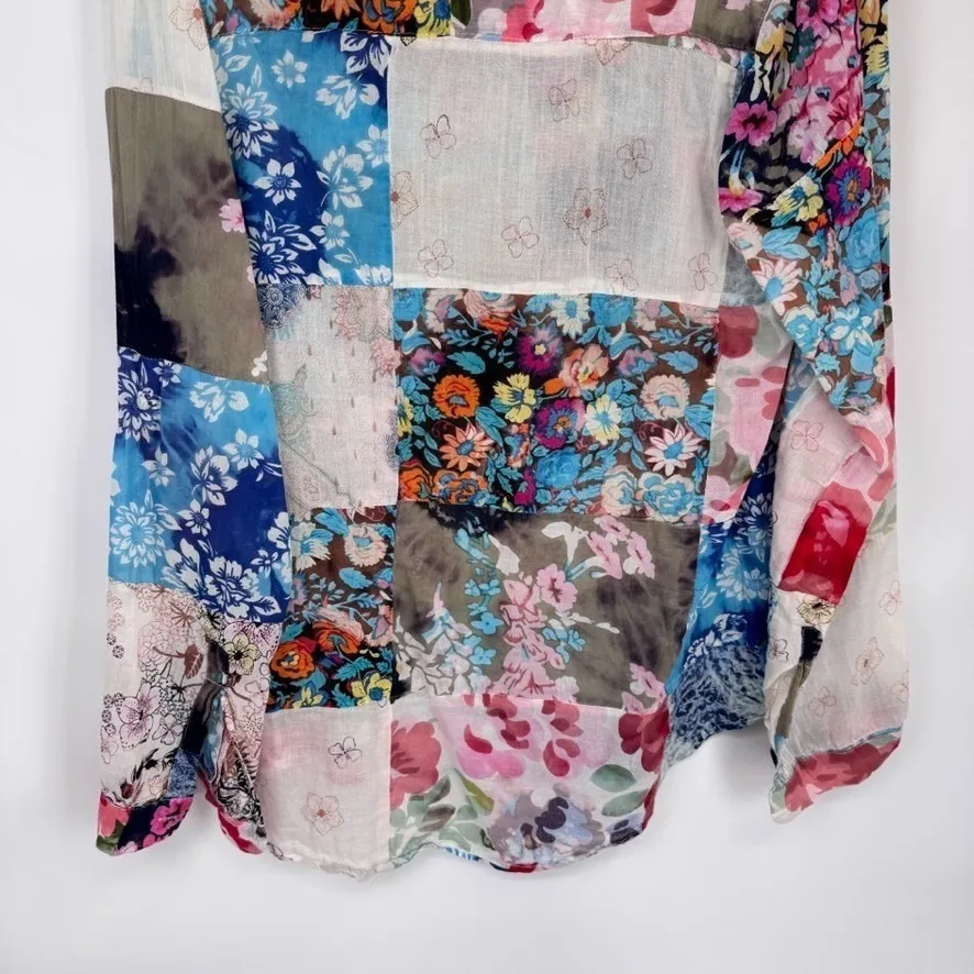 Magazine Popover Top Womens Large Cotton Patchwork Country Boho Cottagecore - Image 9