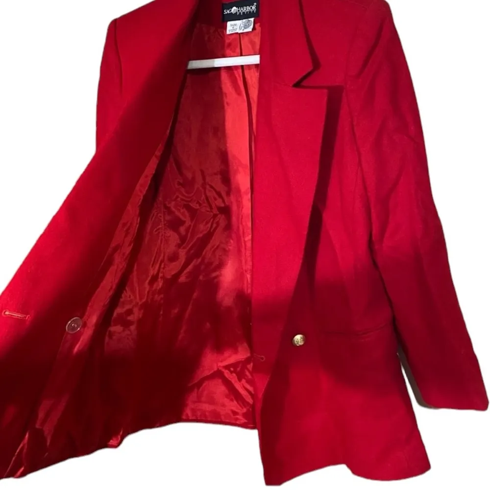 Vintage Red Button Down Sag Harbor Blazer Women’s Size Medium 6 Classic Jacket! - Image 2