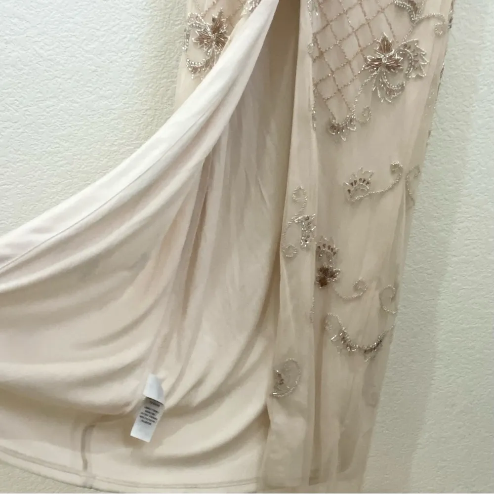 AIDAN MATTOX Beaded Sweetheart Cold Shoulder Capelet Sleeve Gown Long Dress 8 - Image 11