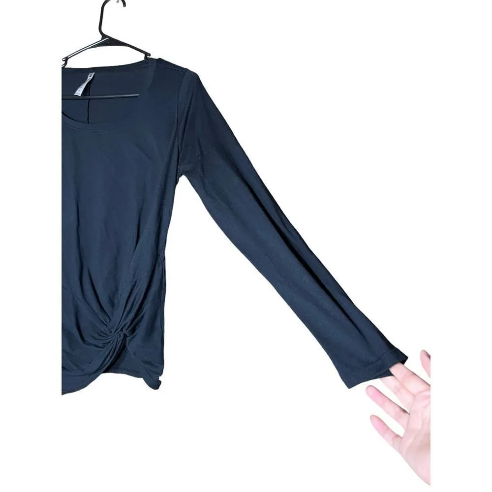 Fabletics Tie Front Athletic Long Sleeve Black T Shirt Size Medium‎ - Image 3