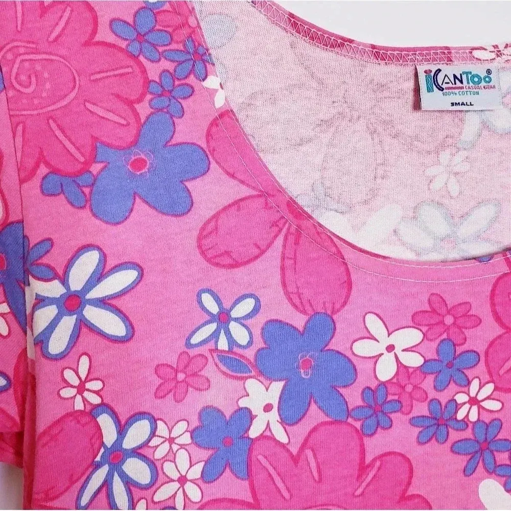 I Can Too Casual Wear Sun Dress Pink Floral Small - Image 8