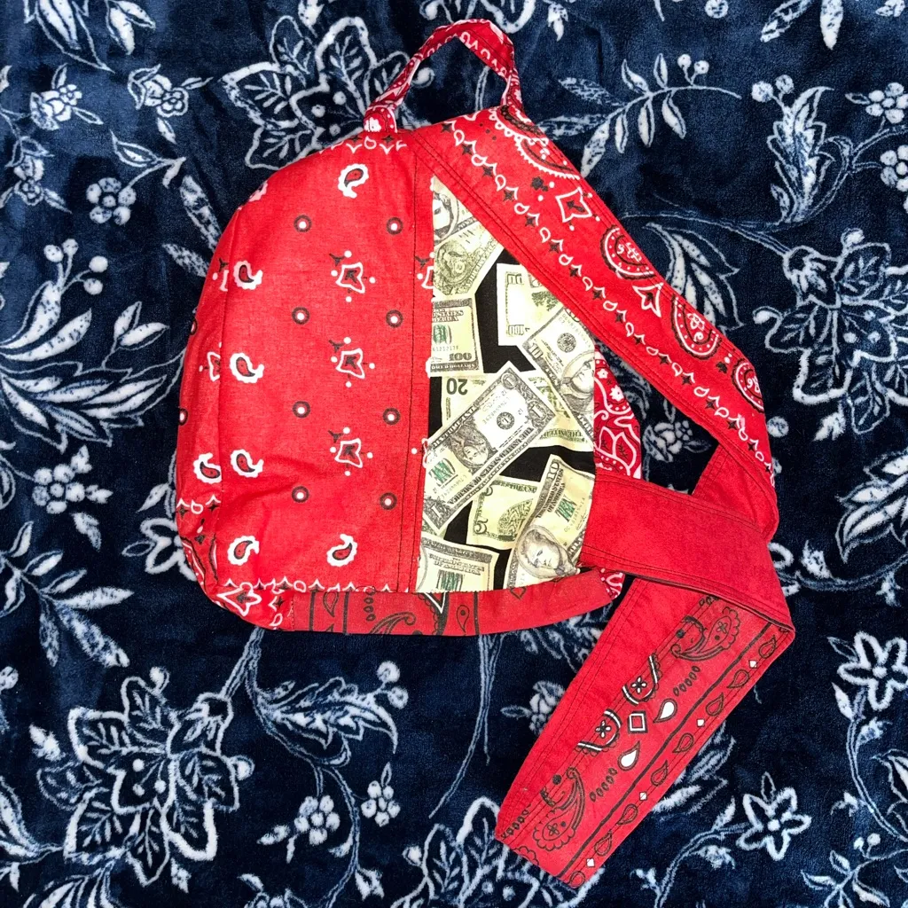 Handmade Sling Back Strap Bandana Money Backpack - Image 3