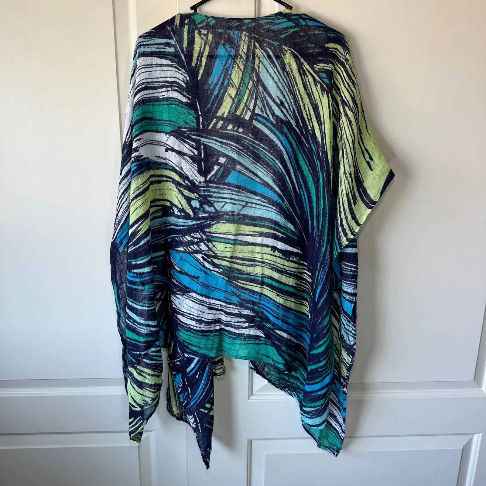 Chico's‎ Linen Kimono Open Wrap Top Palm Print Foliage Cover Up Beach One Size - Image 4