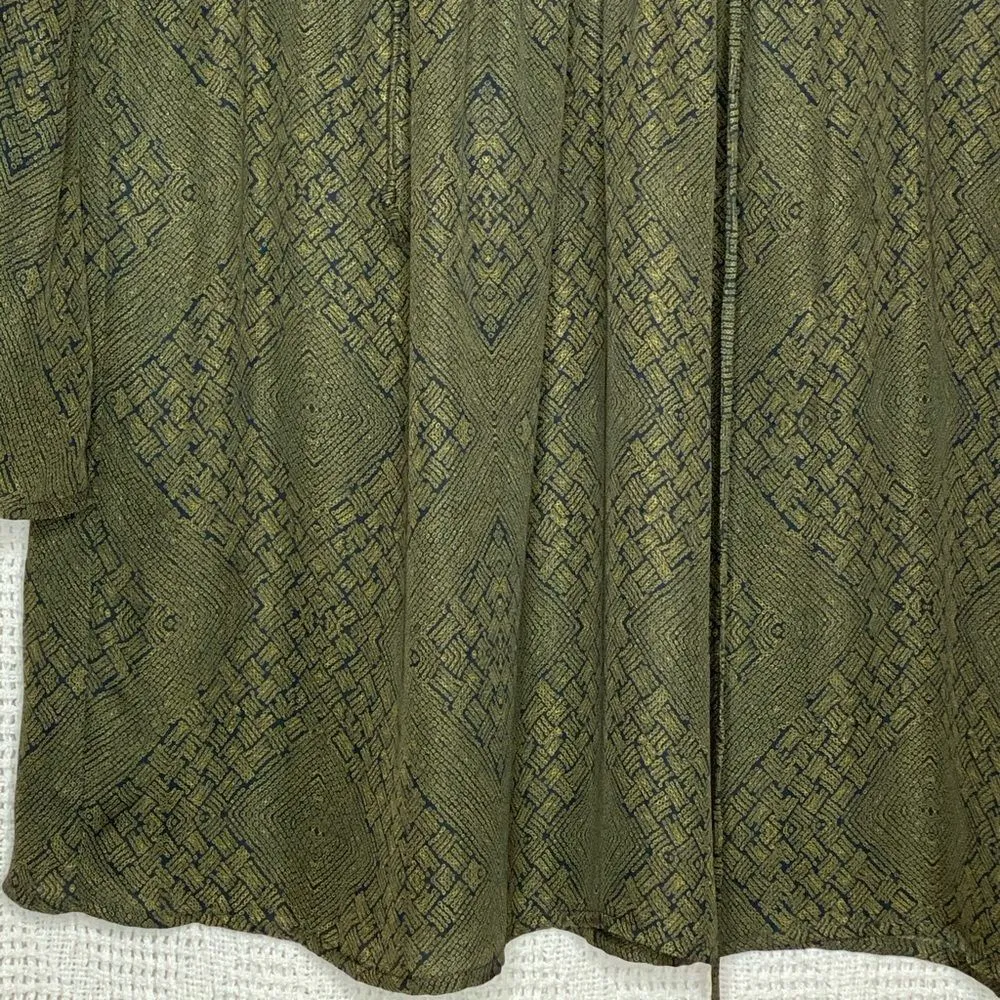 Lace Up Tunic Dress Top Green Size M - Image 4