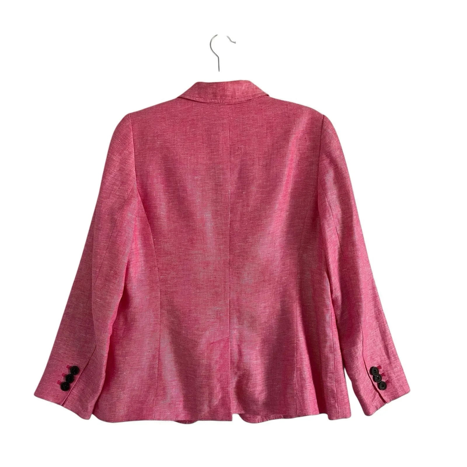 Talbots Classic Linen Blazer Twill Pink Size 8P coastal Preppy casual chic - Image 4
