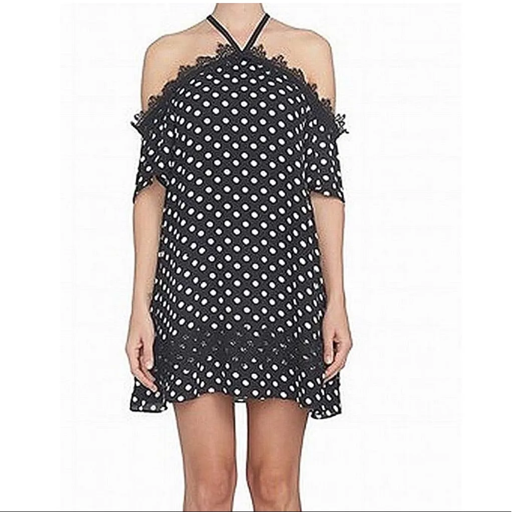 NWT CeCe X Nordstrom Crochet Lace Off The Shoulder Dress Polka Dot Lace Trim - Image 2
