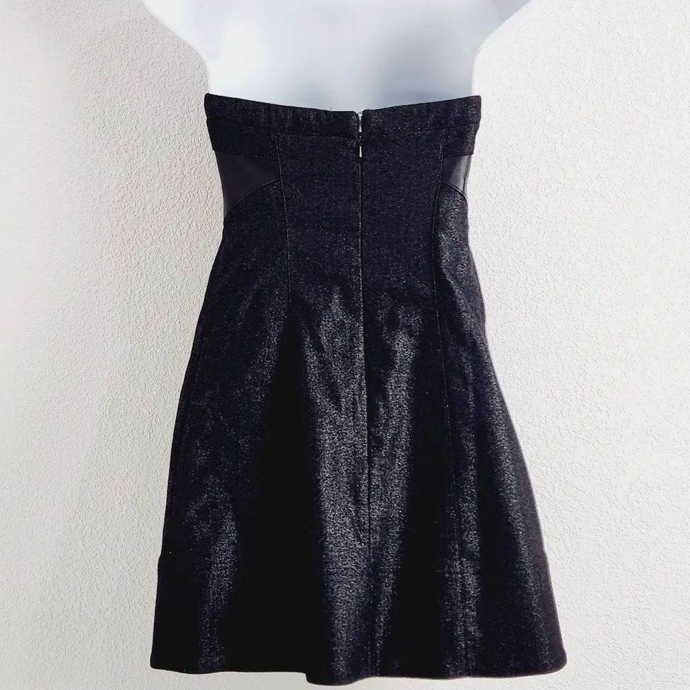 BEBE Strapless Leather/Wool Bustier Sparkly Dress Size: 0 - Image 6