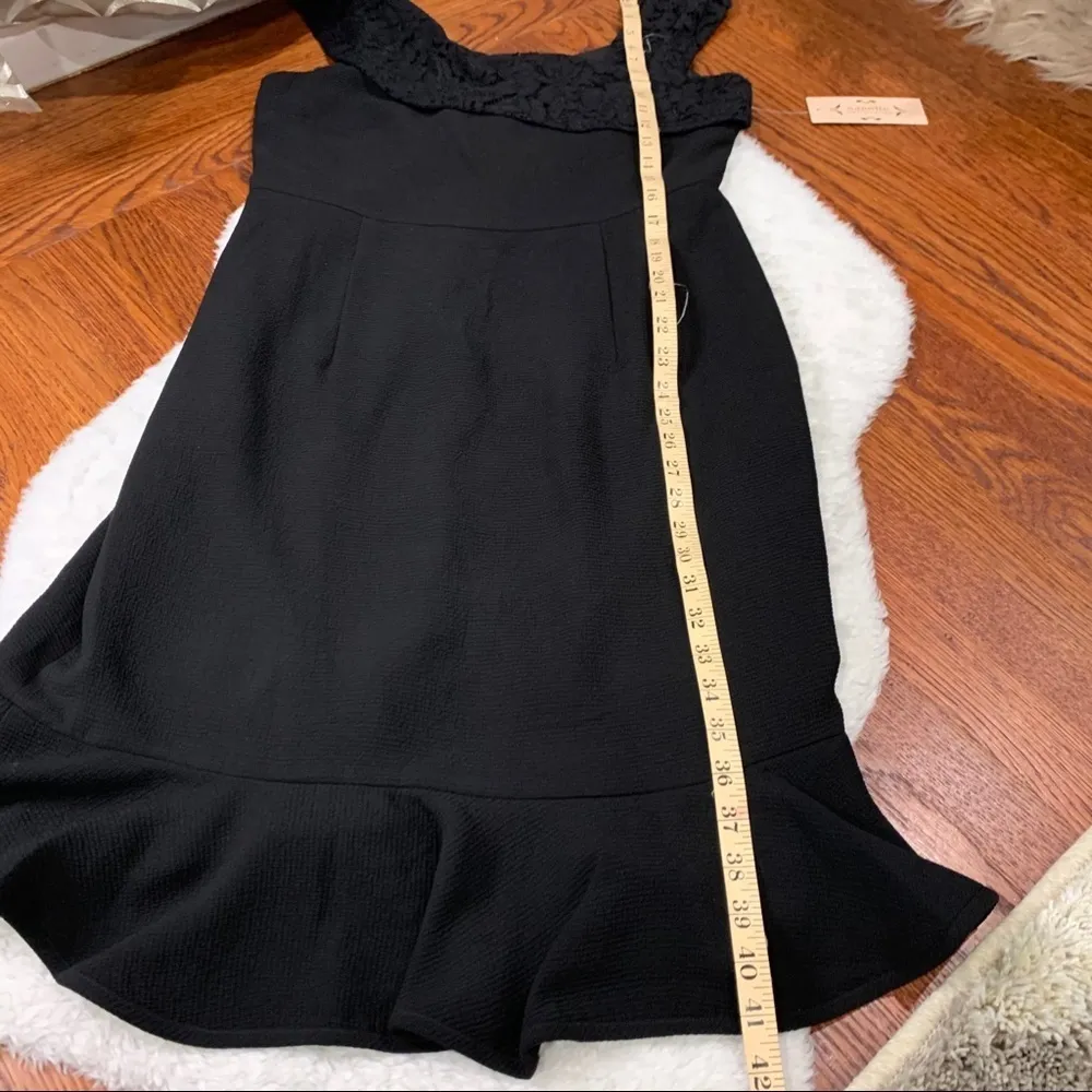 Nanette Lepore Black Lace Trim Flounce Hem Dress Size 8 NWT - Image 6