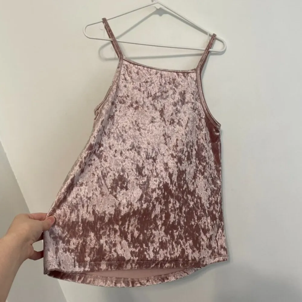 ALLISON JOY EVEREVE Cori Velvet Tank Blush Light Pink Velour Sleeveless Preppy M - Image 12