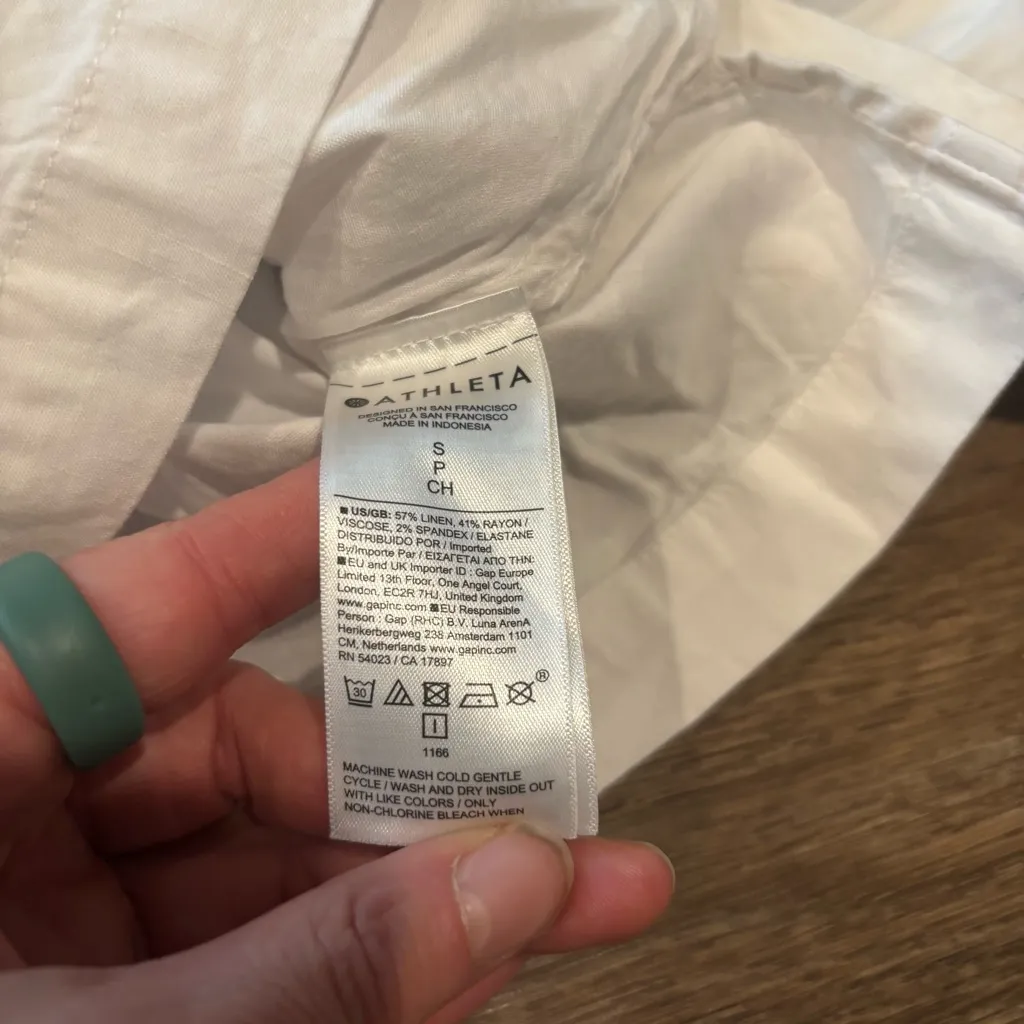 NWT Athleta Paradise Shirt Bright White Linen Blend Lightweight Button Down - S - Image 6