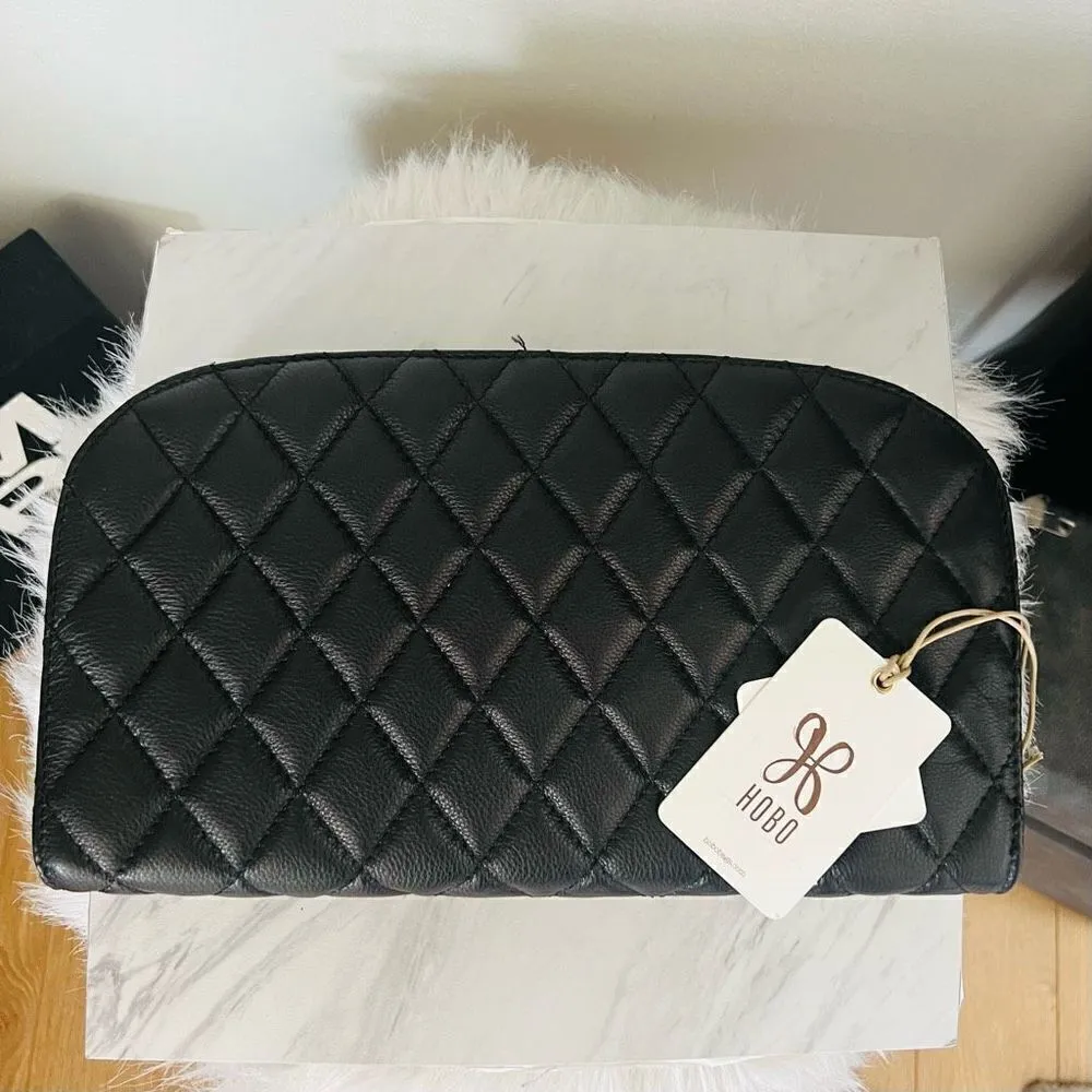HOBO Cole Quilted Leather Clutch Bag, Classic Chic Party Bag, Black, NWT Black - Image 14