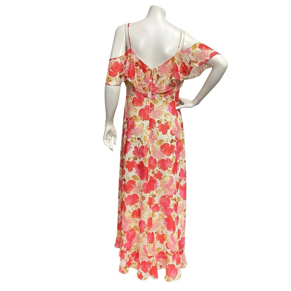 London Times Vacation Women 12 Floral Ruffled Romantic Preppy Maxi Flowy Dress - Image 6