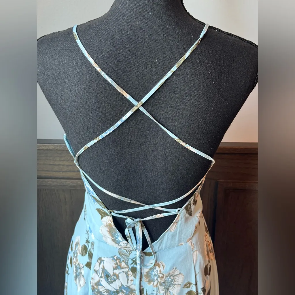 Leith Light Blue cross back Floral Maxi Dress S - Image 6
