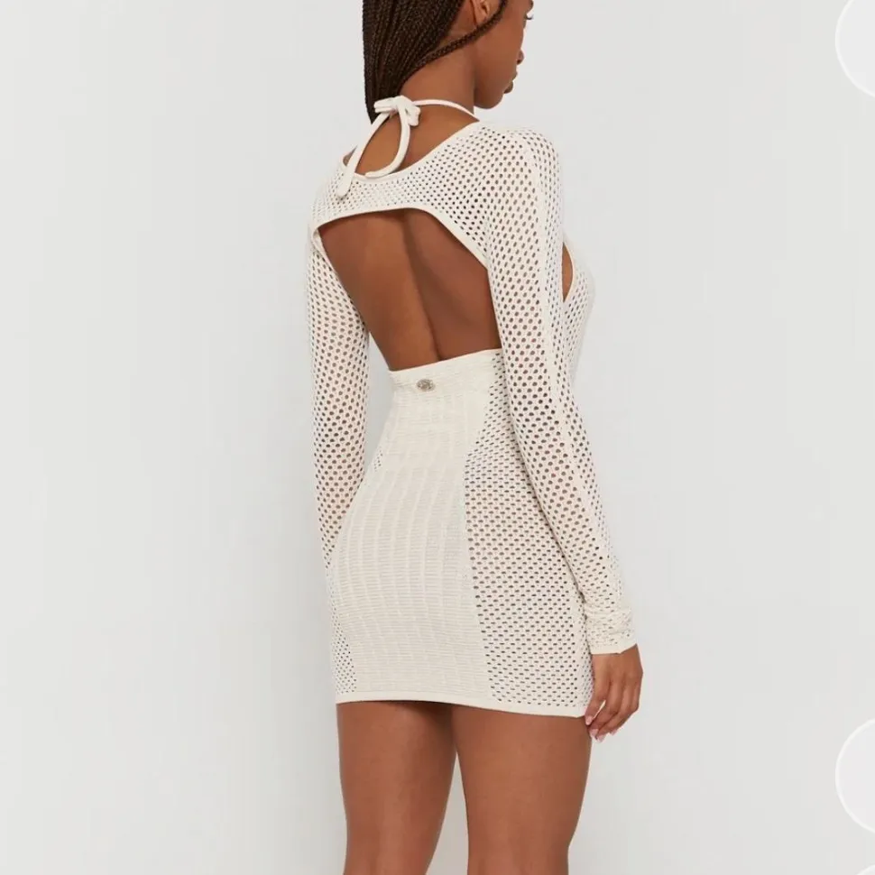 Luxe To Kill cream crochet knit mini dress long sleeve bolero 2 - Image 2