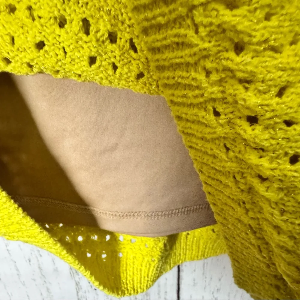 Rachel Zoe Women's Tan  Lined  Crochet Knit Neon Sleeveless Dress Sz M - Image 8