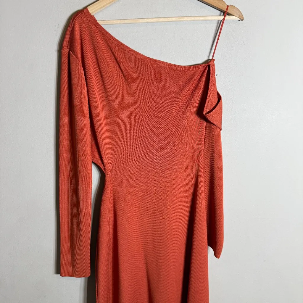 Cult Gaia Zora Knit Cutout Midi Dress Women Medium Chili Orange Asymmetrical NWT - Image 16