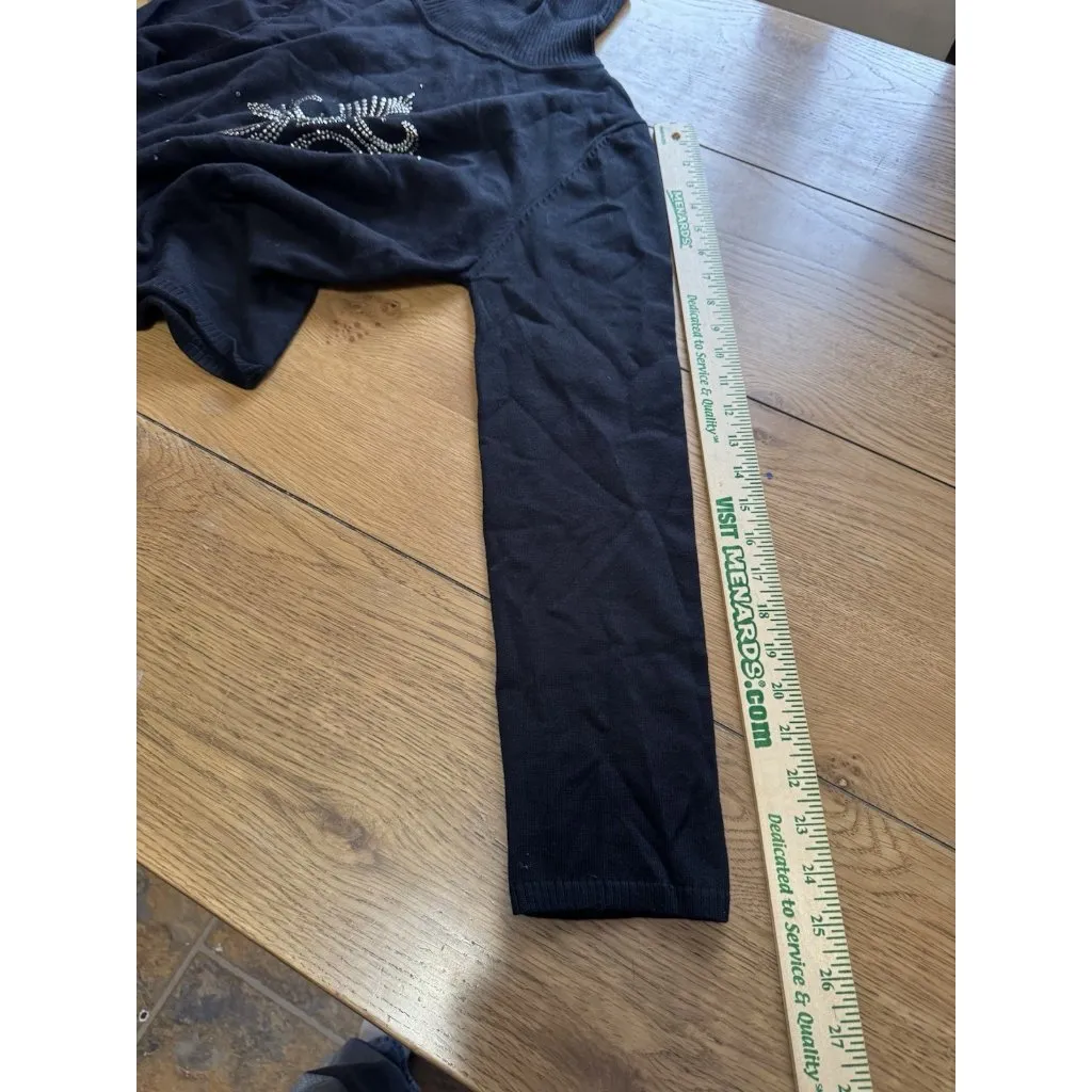 Christine Alexander Women’ Black Crew Neck Size Medium Gems Embellished Classic - Image 9