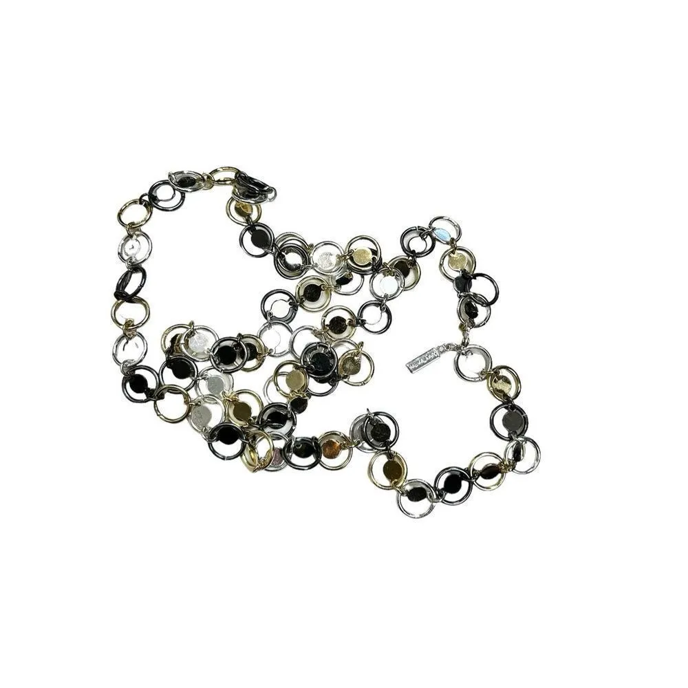 Daisy Fuentes Gold & Silvertone Metal disc  Necklace w/ Lobster Claw Clasp - Image 8