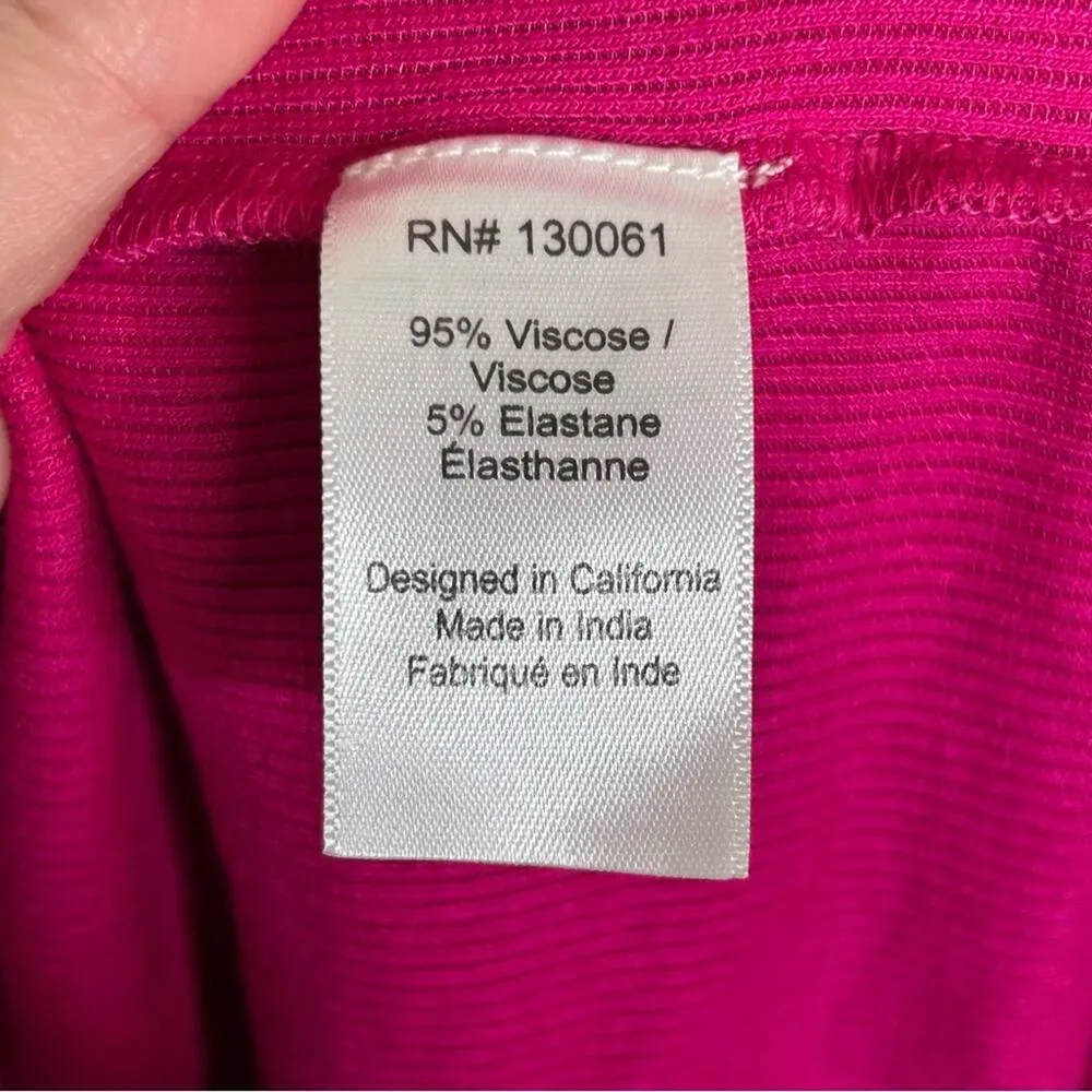 L*Space Bardot Ruched Tulip Hem Cover Up Midi Dress Pink Womens Size Medium NWT - Image 7