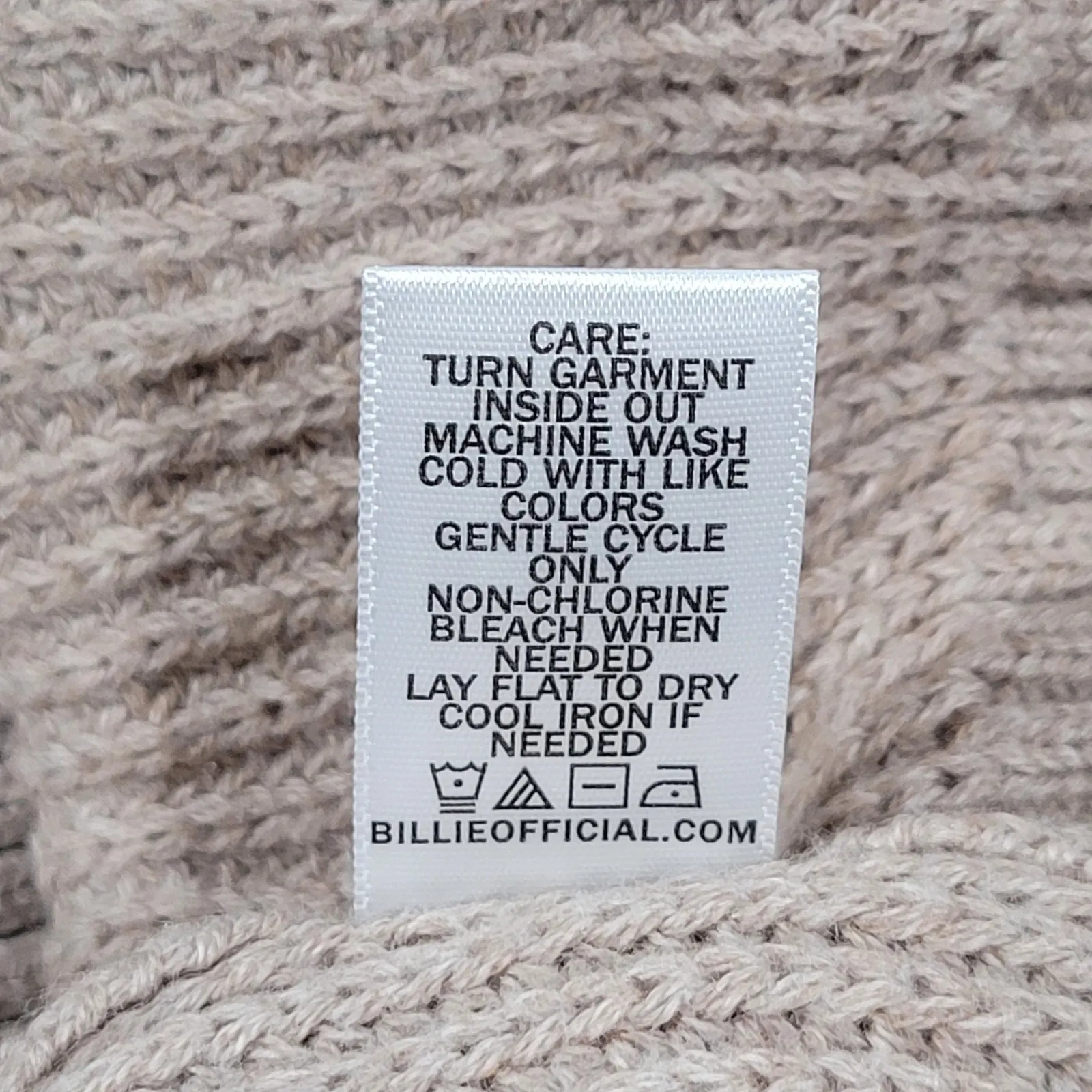 Billie The Label Amelia Sweater Ribbed Mock Neck Balloon‎ Sleeve Pumice Medium Tan - Image 7