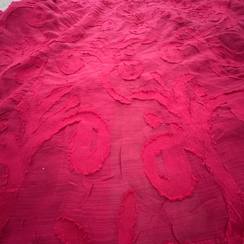 Coldwater Creek Elegant Red Top With Mesh Cut Out Design and Big Cuff Sleeves - Image 4