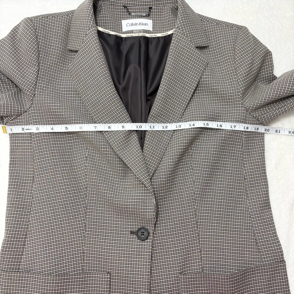 Calvin Klein Notch collar Women's Checkered Blazer Size 6‎ - Image 8