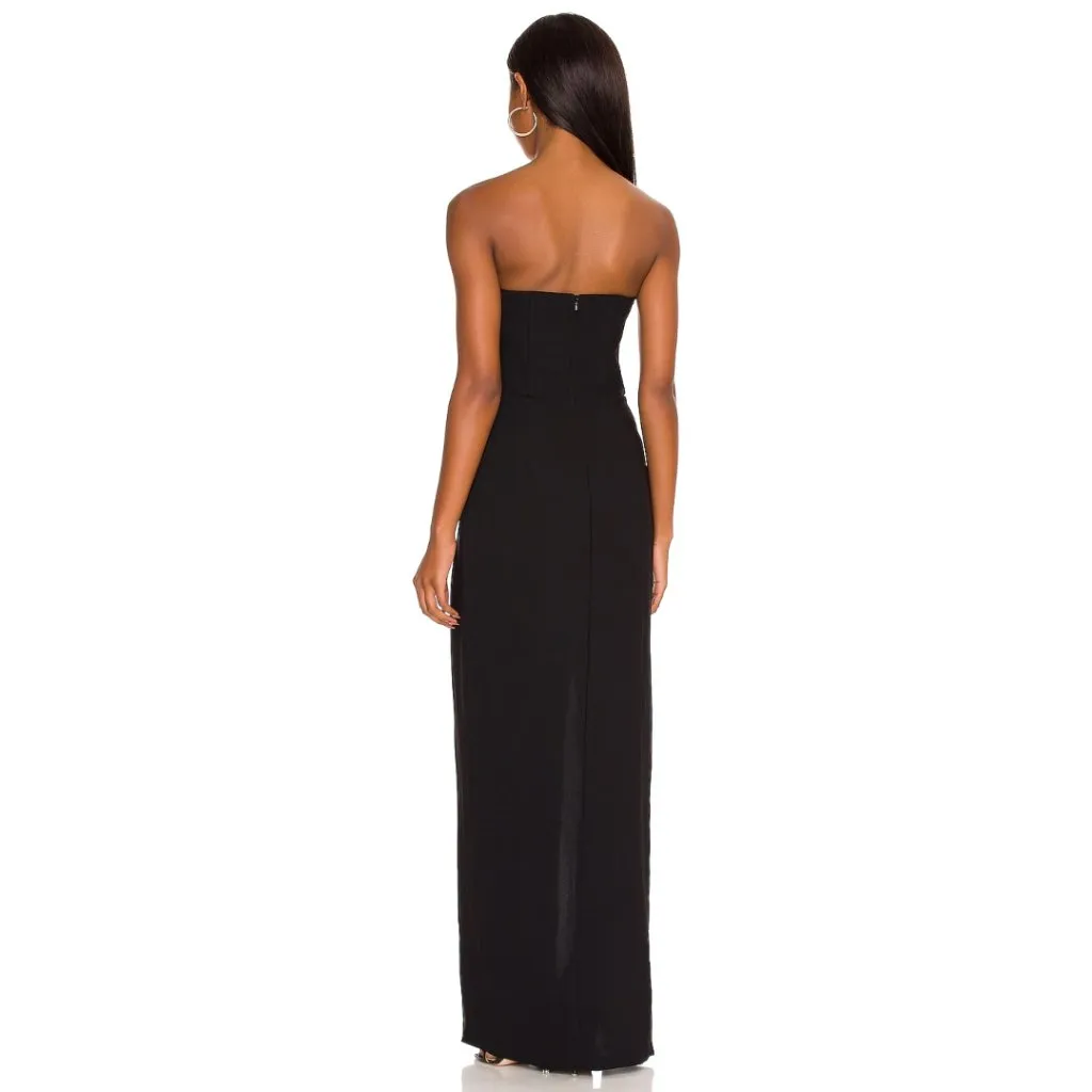 New Amanda Uprichard Cherri Gown Black Strapless Corset Slit Maxi Dress Size L - Image 5