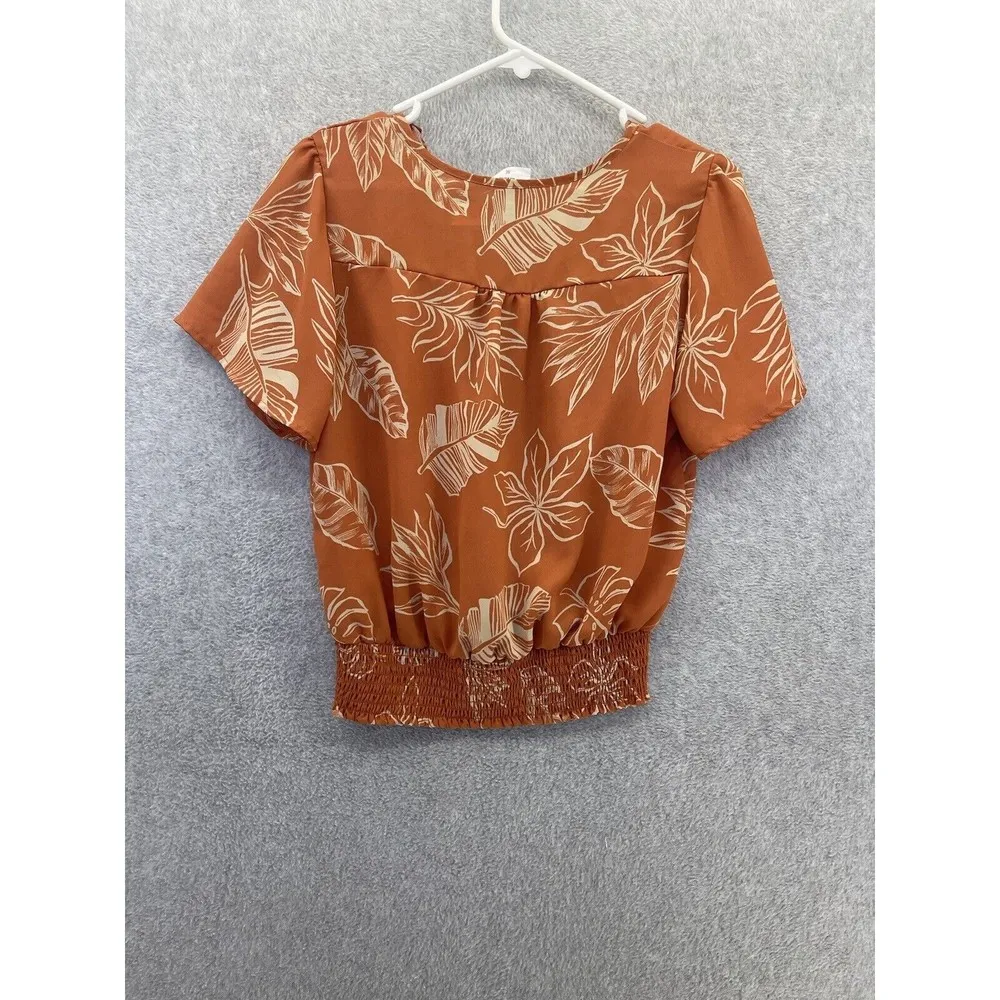 Sienna Sky Women's Blouse Surplice Blouse Burnt Orange Short Sleeve Size Medium - Image 2