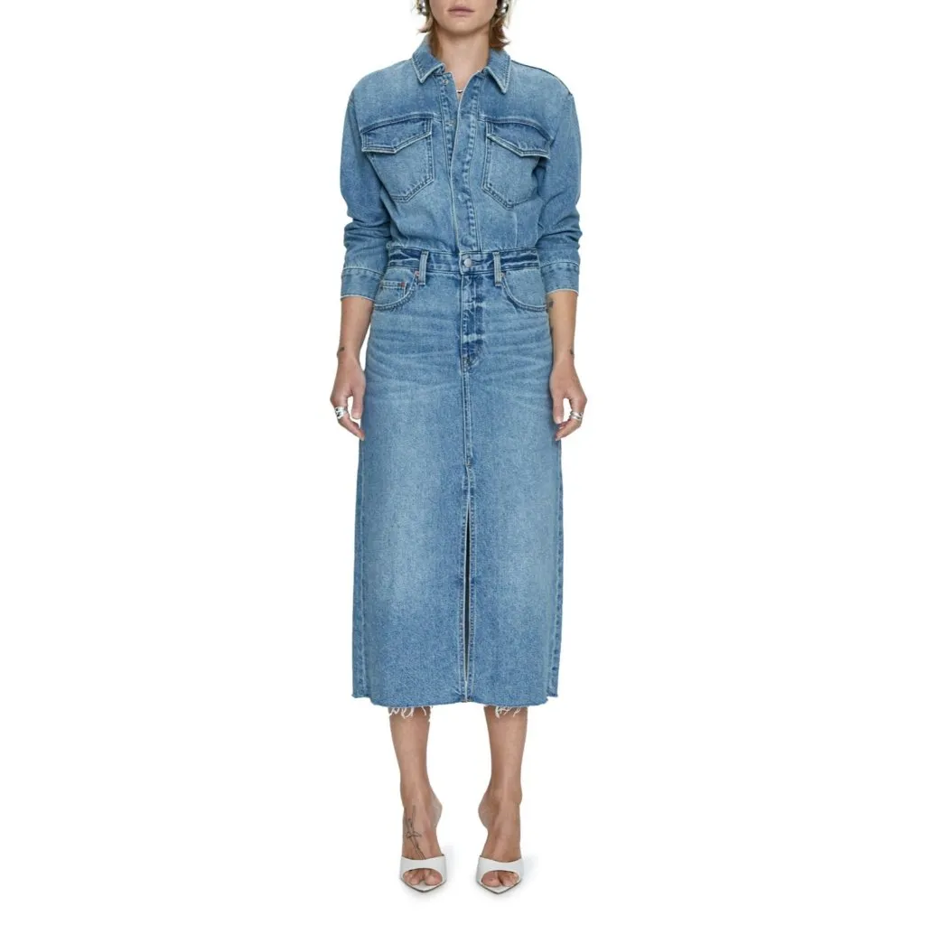 NWT Pistola Amira in Marcel Blue Heavyweight Denim Midi Shirt Dress M $228 - Image 8
