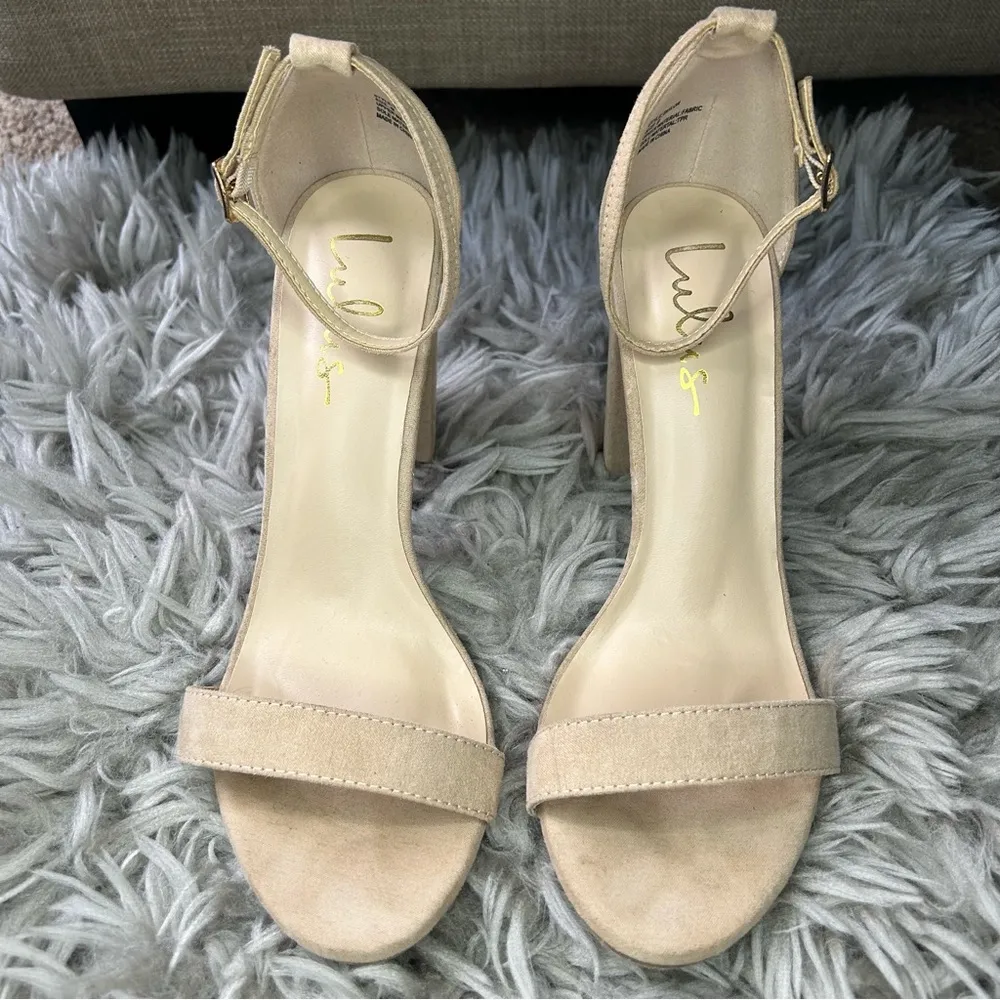 Lulus Taylor nude neutral faux suede sandal high heels women’s shoe size 9 - Image 3