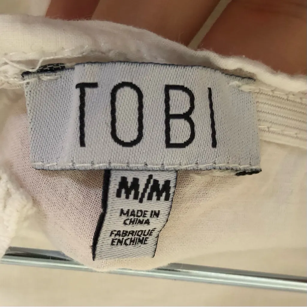 White TOBI Crochet Halter Open Back Crop Top Size M - Image 6