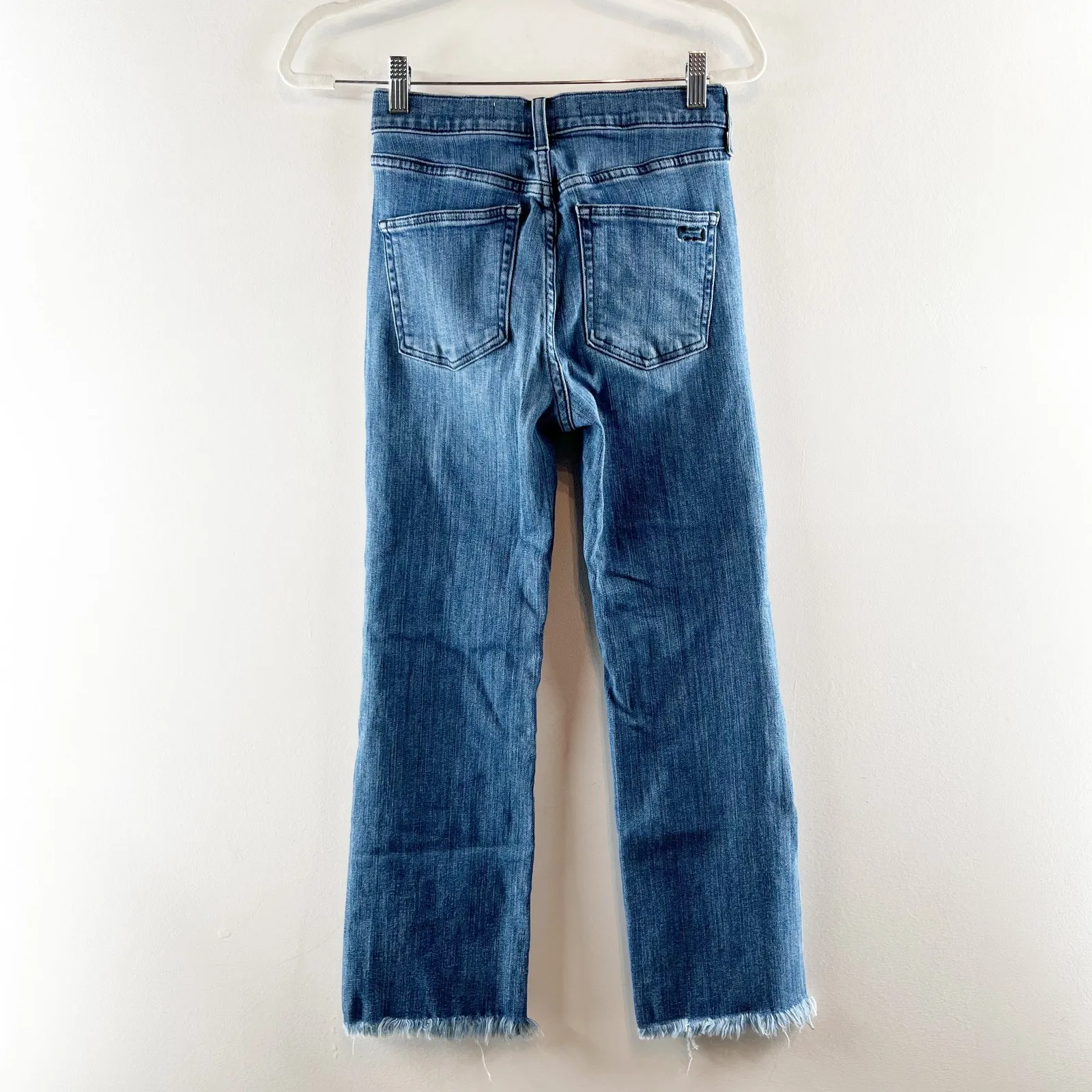 AYR The Pop Straight Leg High Rise Frayed Raw Hem Jeans Blue 26 - Image 5