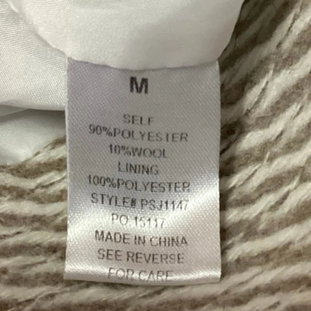 12th Tribe Women's White Wool Long Sleeve Zip Up Collared Outerwear Jacket Sz M - Image 4