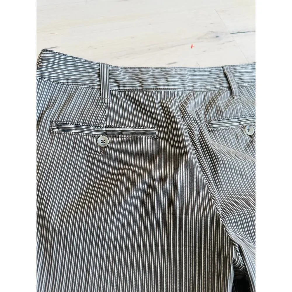 Y2K Pinstriped Long Dress Shorts Brown Size 6 Casual Classic Neutral Looks - Image 9