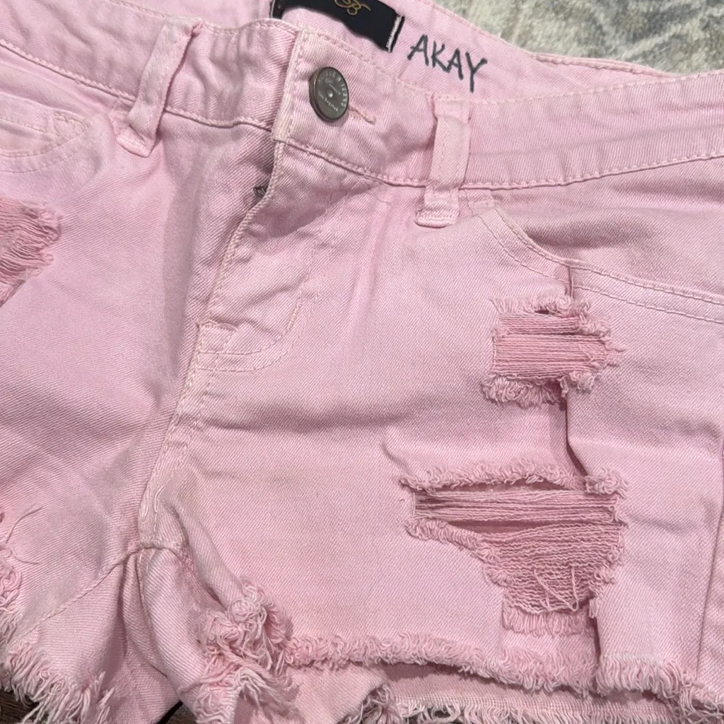 Klique B Pink Cut-off Distressed Shorts  - Image 5