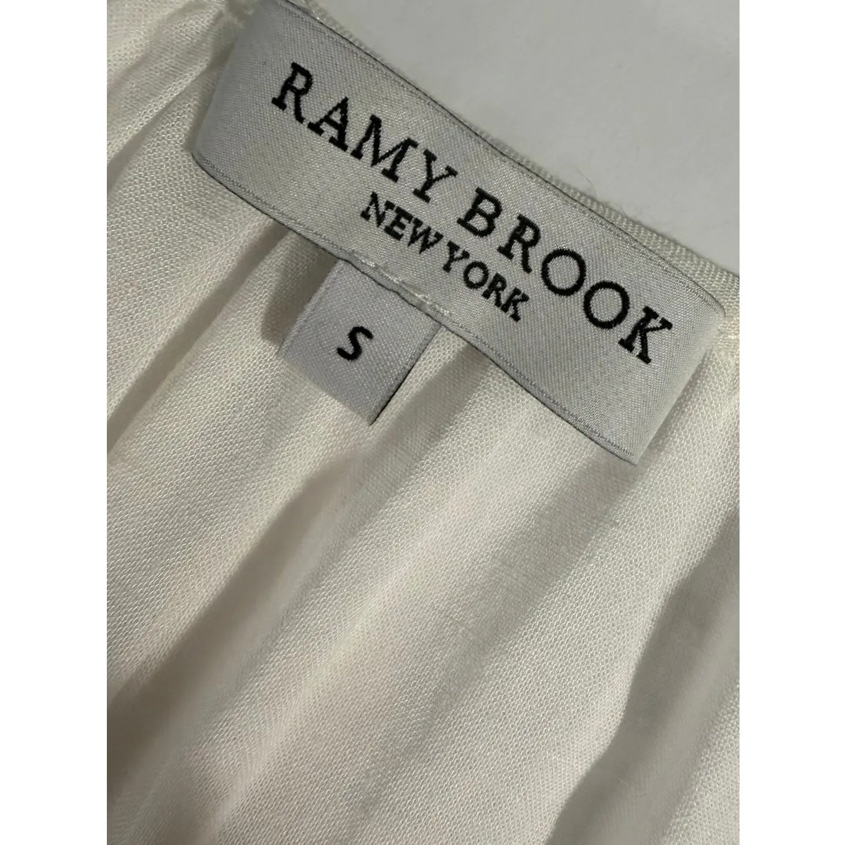 Ramy Brook Mini Dress Jacy Linen Blend Embroidered Lace Trim Smocked Waist - Image 3