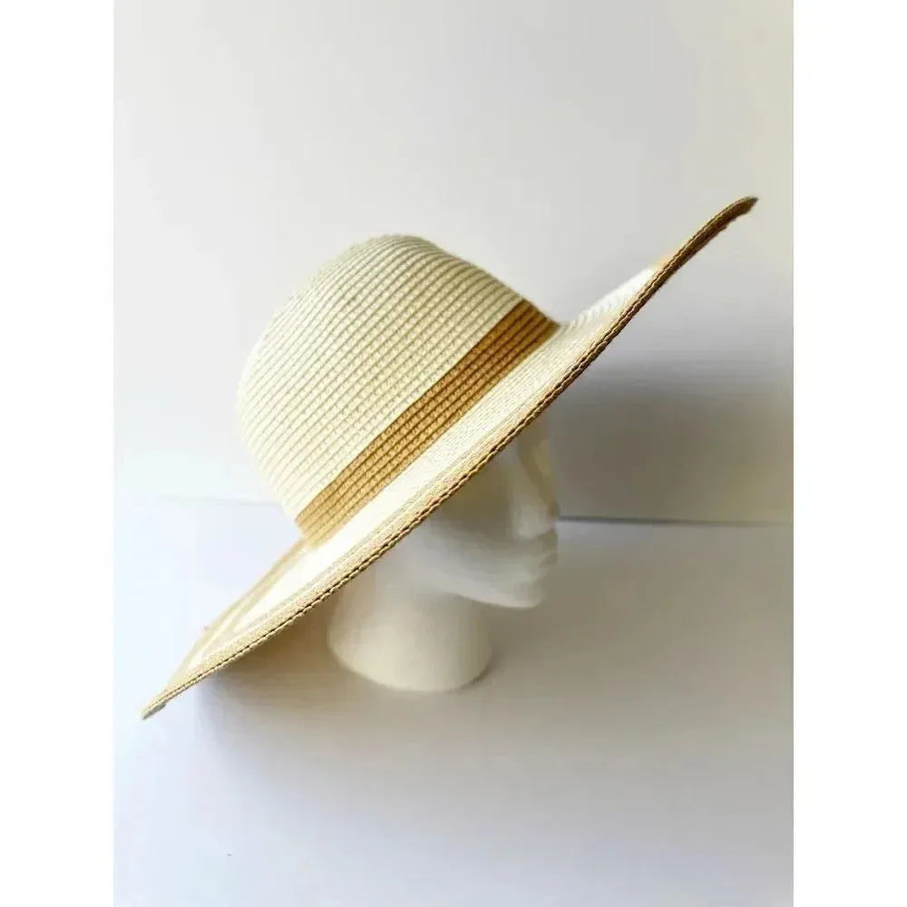 MAGID HATS Wide Brim Two‎ Tone Cream Tan Sun Hat Beach Summer0 - Image 4