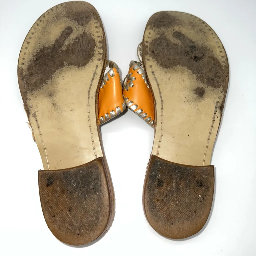 Jack Rogers Orange and Silver Leather Sandals - Image 5