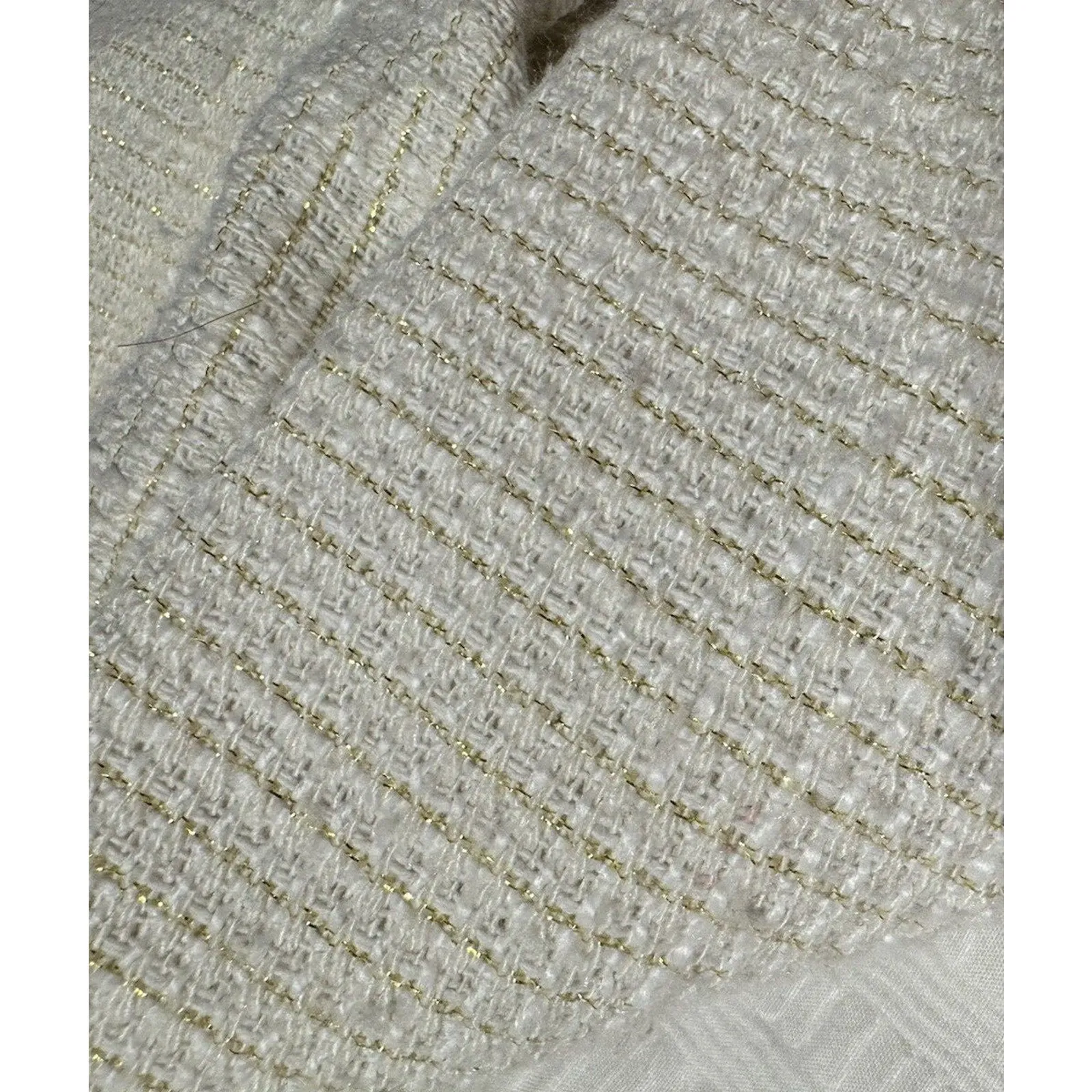 Sweet Rain Tweed Shacket Shirt Jacket White Gold Shimmer Accent - Image 9