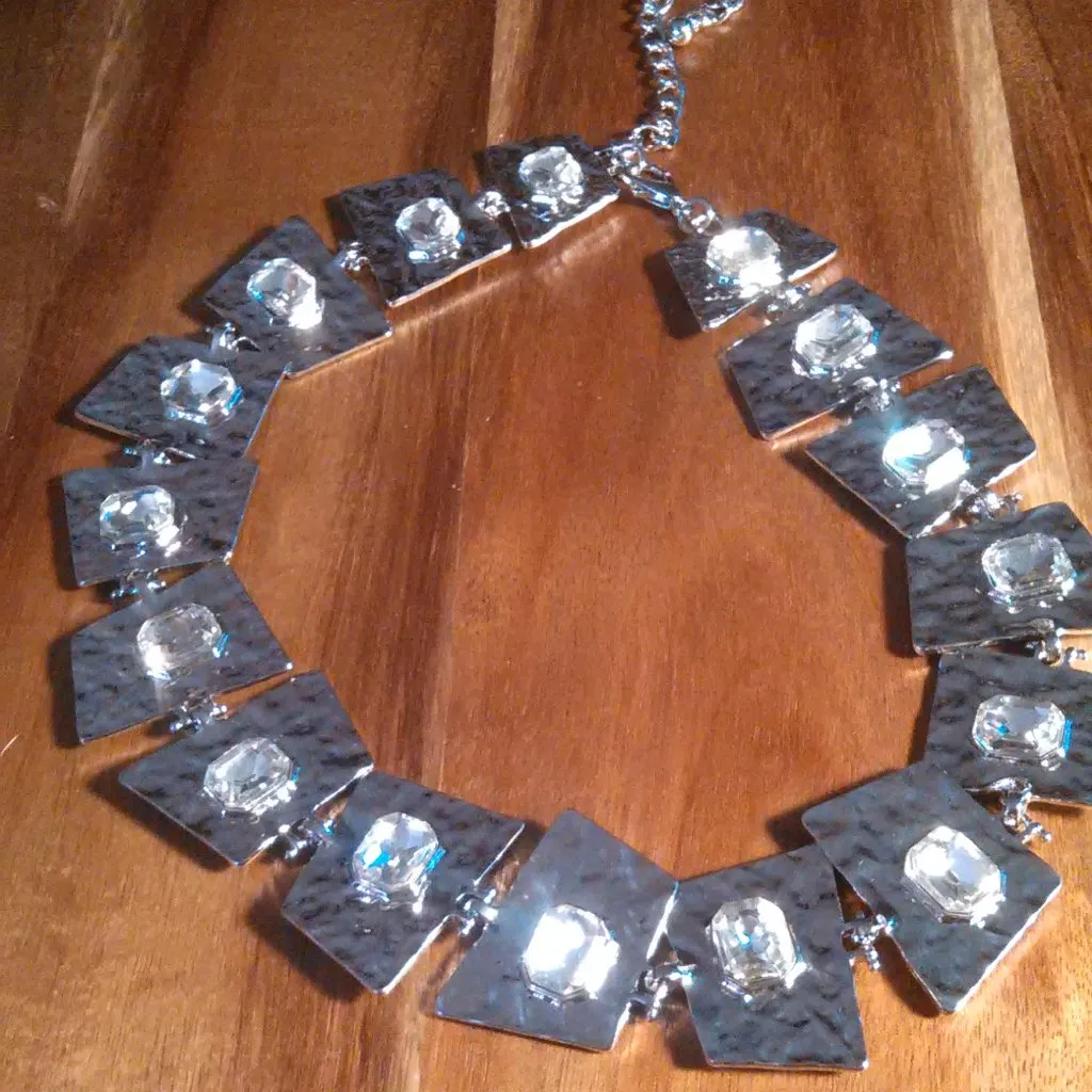 White Austrian Crystal Silvertone Alloy Necklace - Image 4