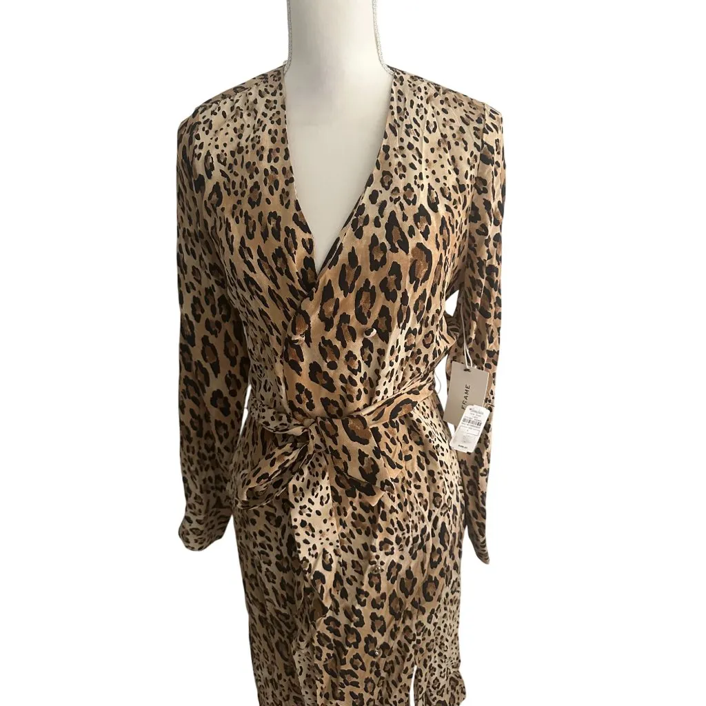 Frame  Leopard Print Button Belted Dress Size Small NEW NWT - Image 2