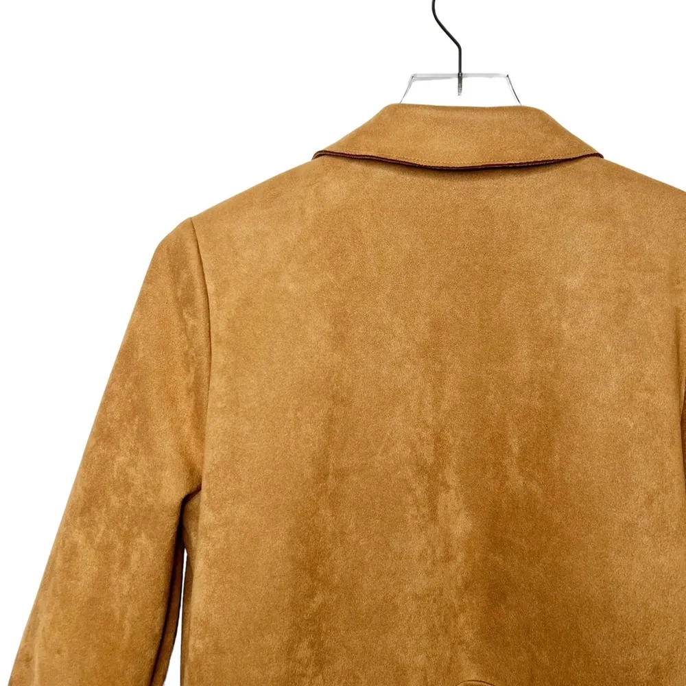 Tan Faux Suede Blogger Favorite Longline Women’s Coat Sz S - Image 14