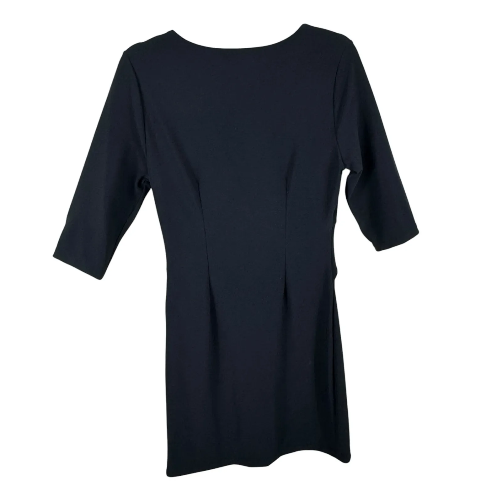 Boston Proper Black Nylon 3/4 Sleeve Jersey Knit V-Neck Sheath Dress Size 10 - Image 2